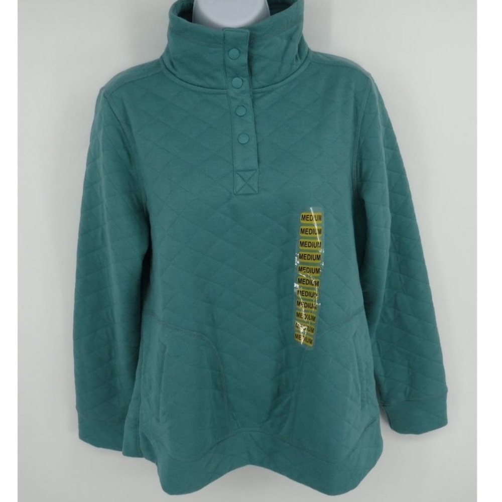 NWT soft, quilted teal pullover